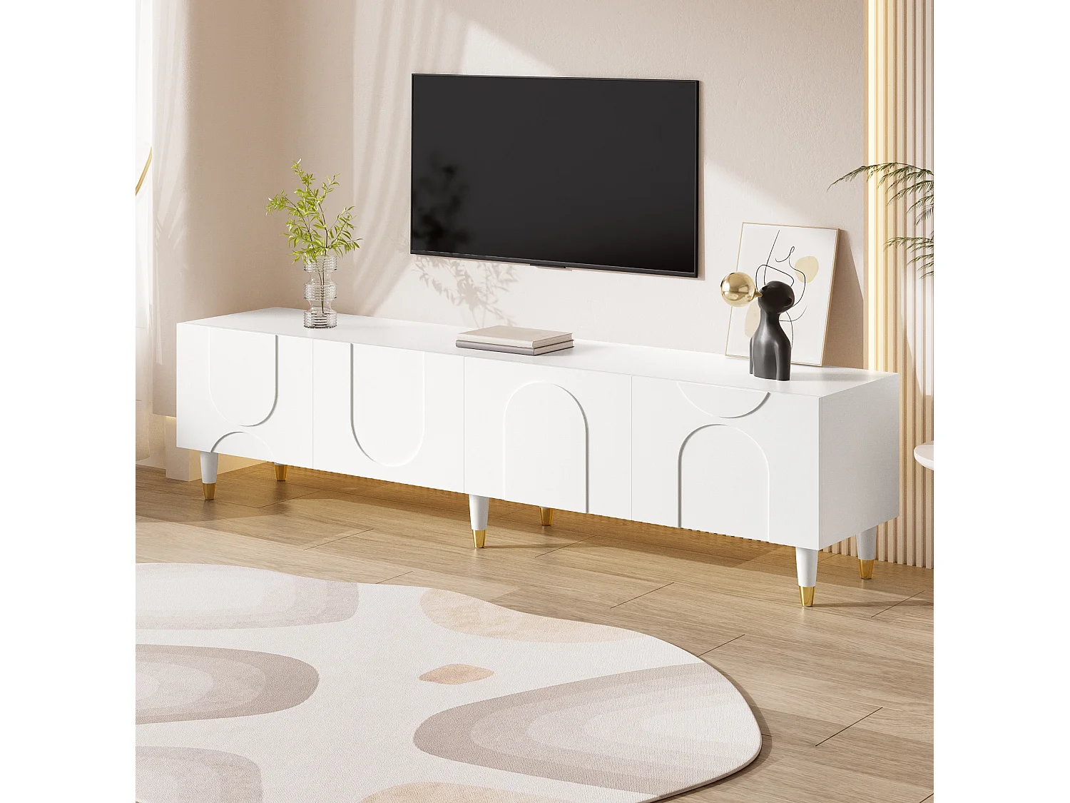 TV-meubel met 4 deuren - Wit 180 x 40 x 50 cm