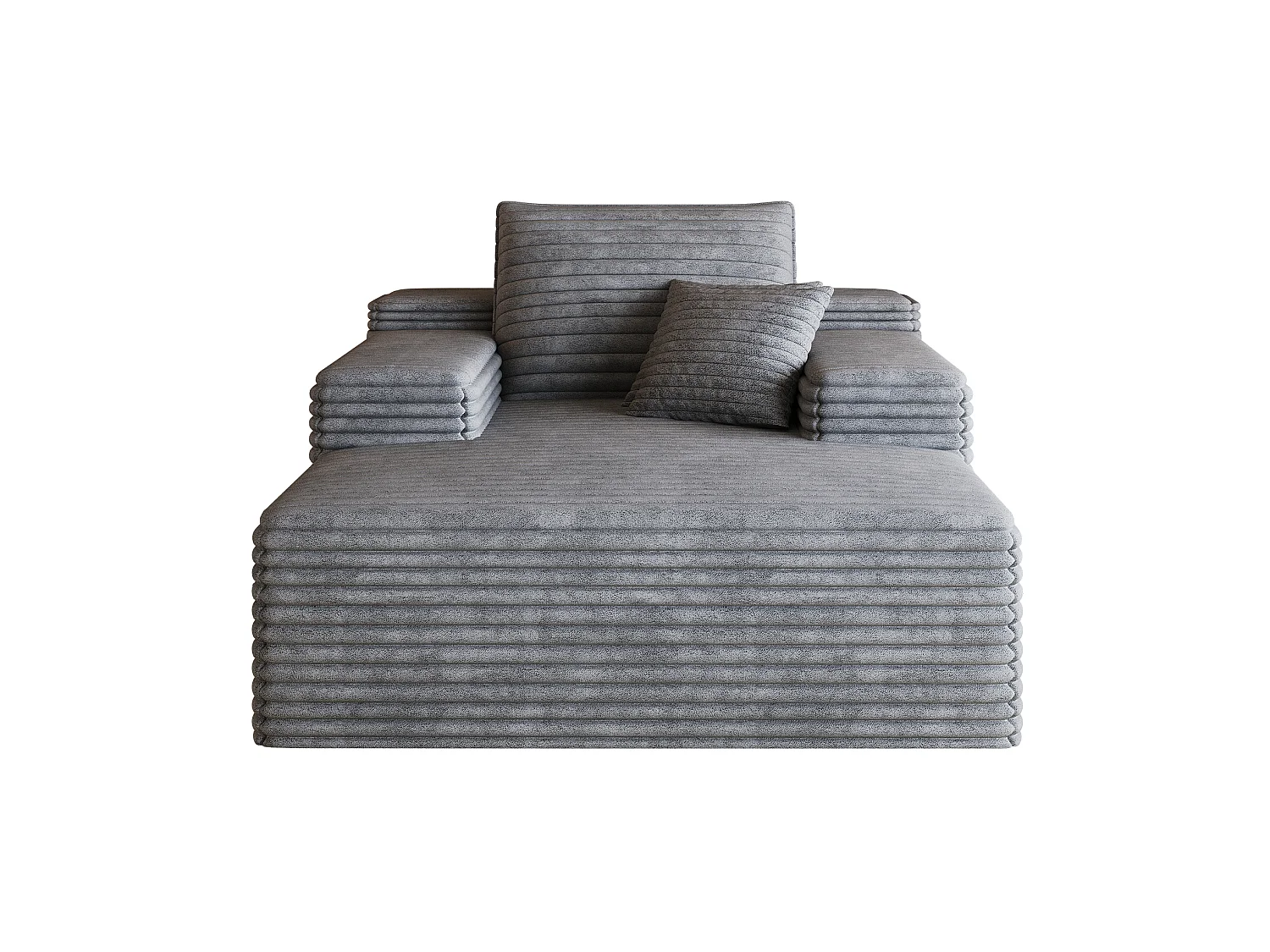 Méridienne simple en velours côtelé gris - Sans montage
