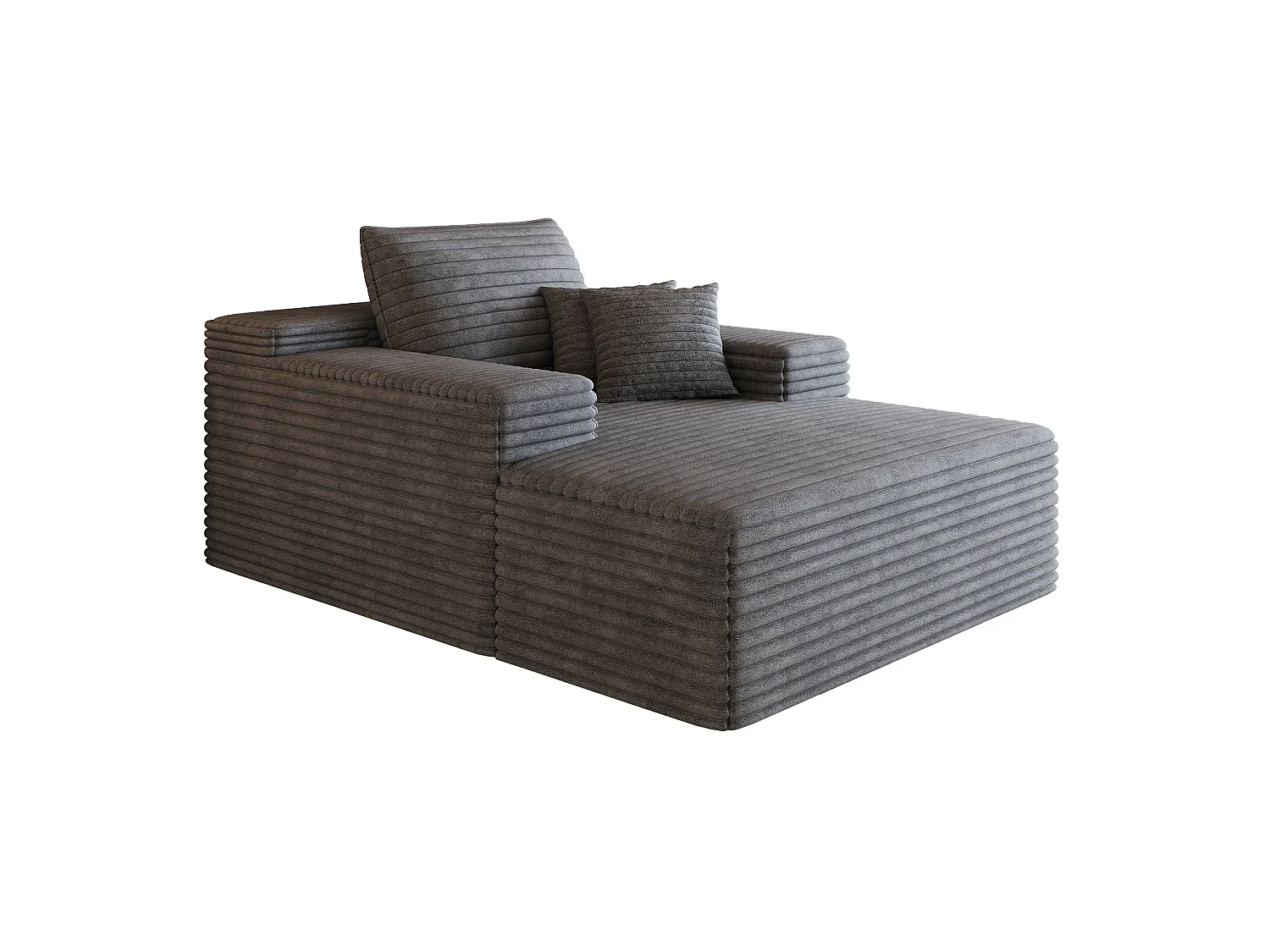 Méridienne simple en velours côtelé gris - Sans montage