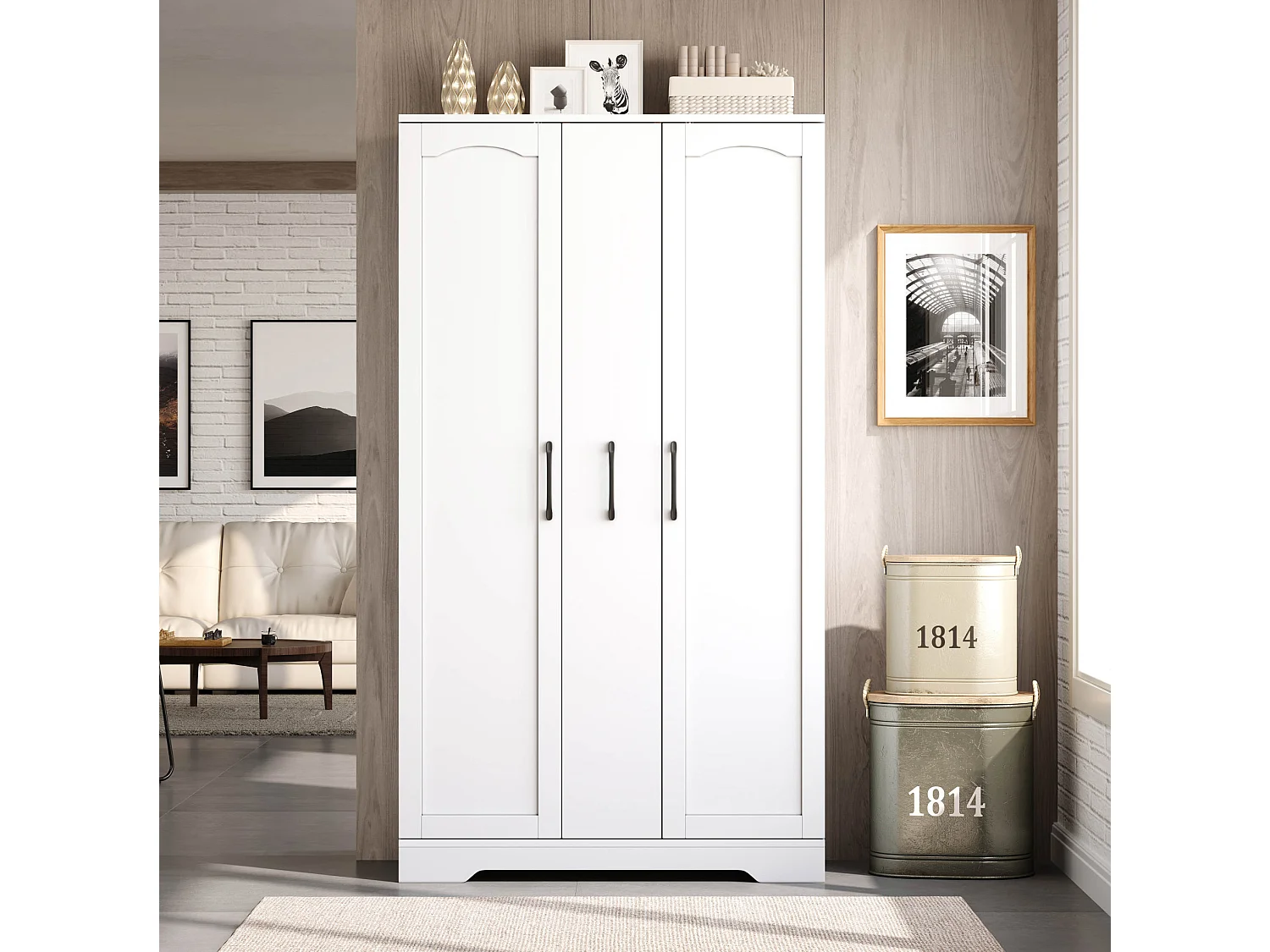 Meuble de cuisine 78 cm avec étagère et tiroir à 4 niveaux – Blanc