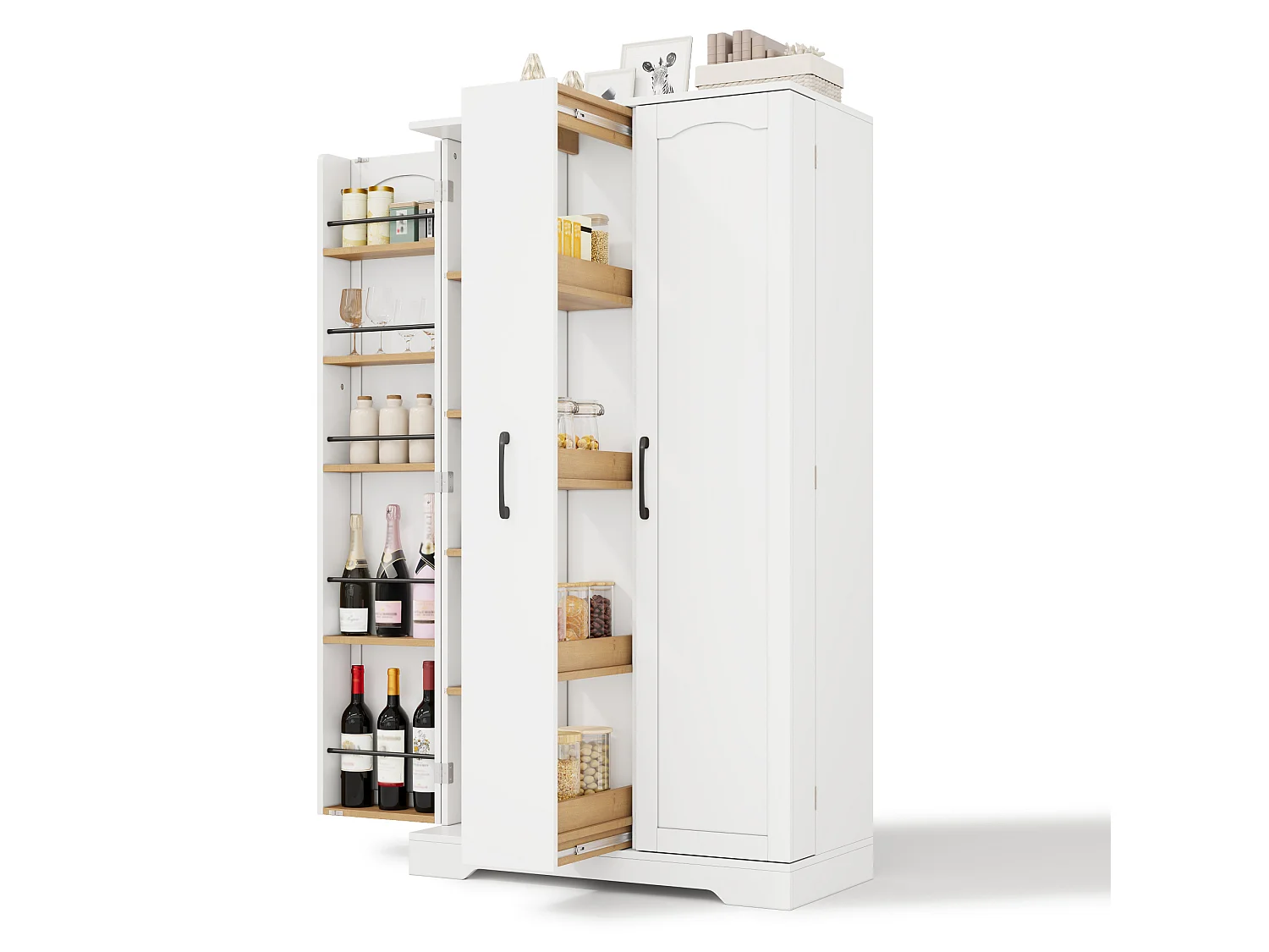 Meuble de cuisine 78 cm avec étagère et tiroir à 4 niveaux – Blanc