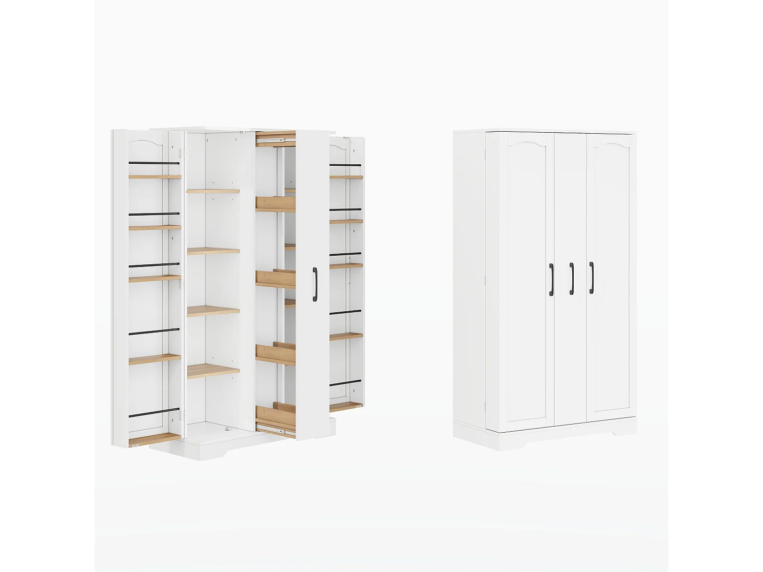 Meuble de cuisine 78 cm avec étagère et tiroir à 4 niveaux – Blanc