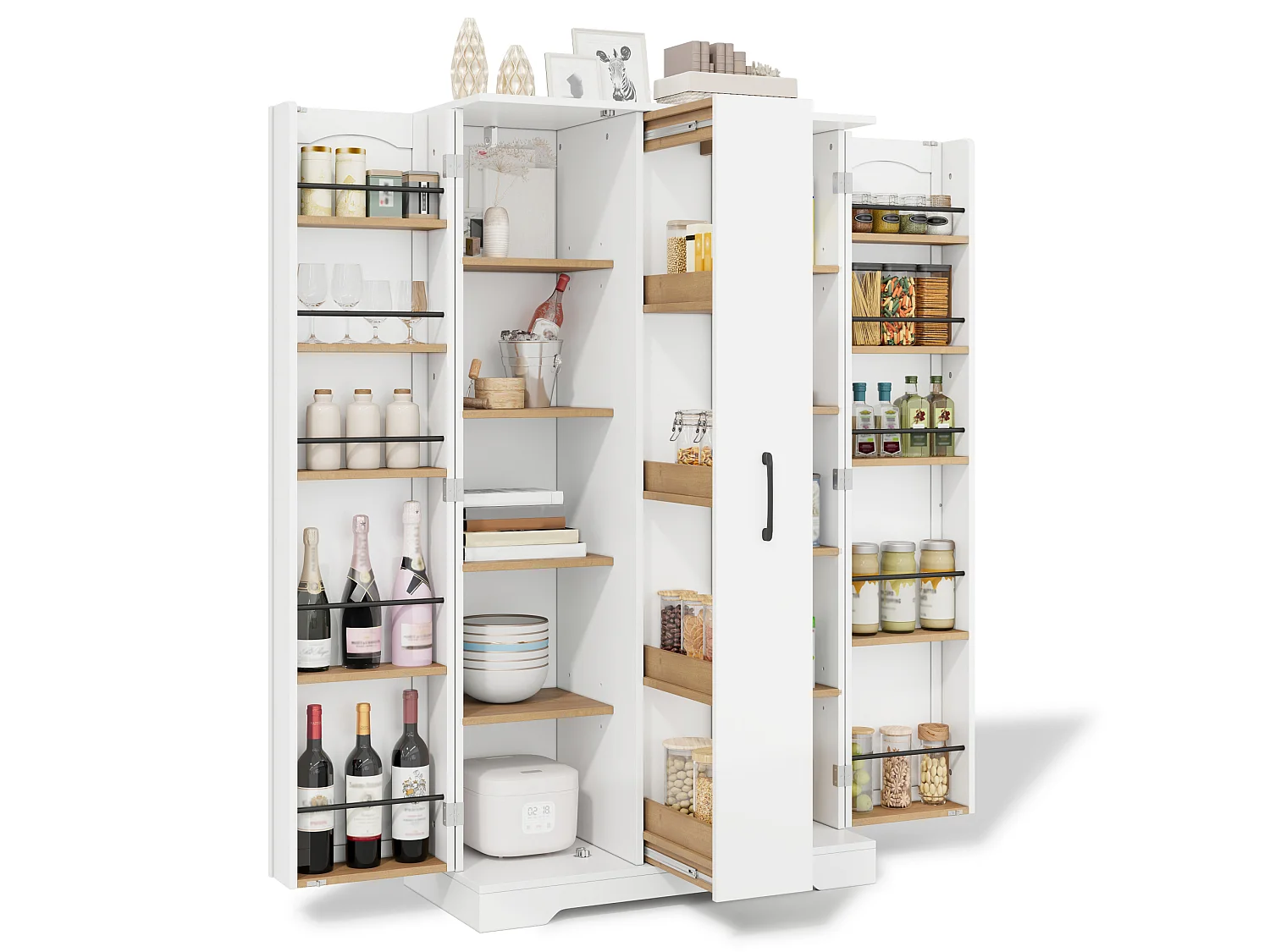 Meuble de cuisine 78 cm avec étagère et tiroir à 4 niveaux – Blanc