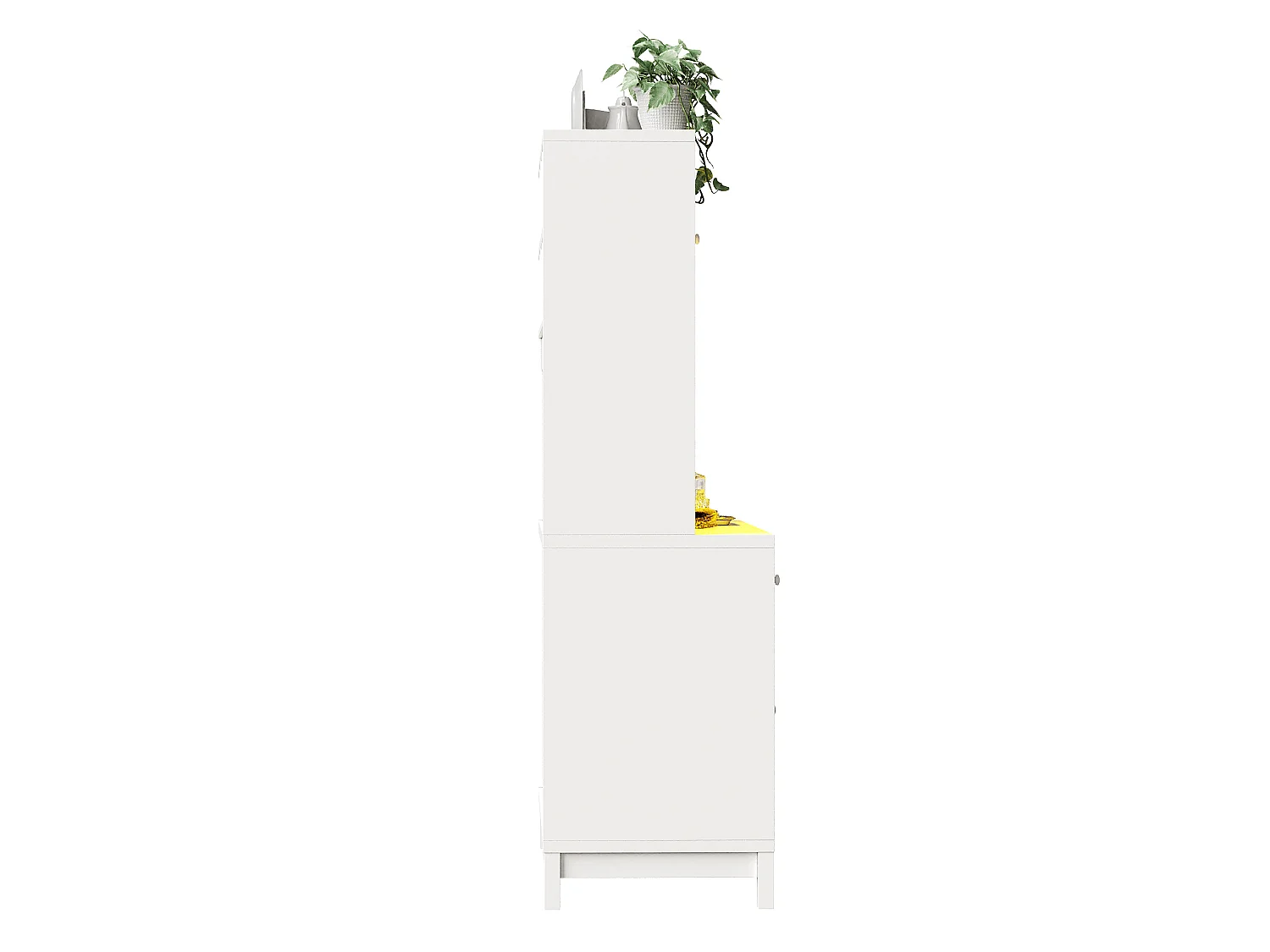 Keukendressoir 140 x 40 x 180 cm met LED-verlichting, 6 deuren en 4 lades - Wit