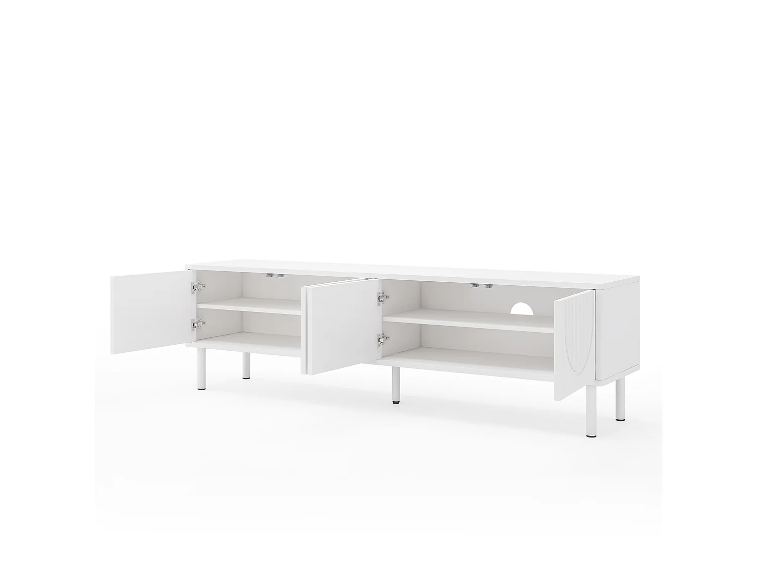 TV-meubel 180 cm met 4 deuren en kabelmanagement - Wit