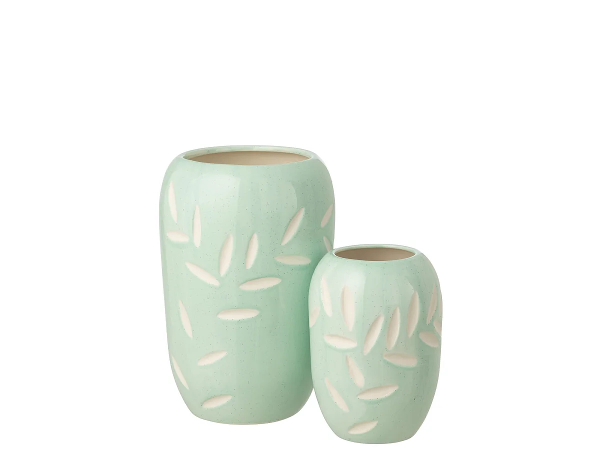 Vase Feuilles en Porcelaine "Foglia" 29cm Bleu Clair