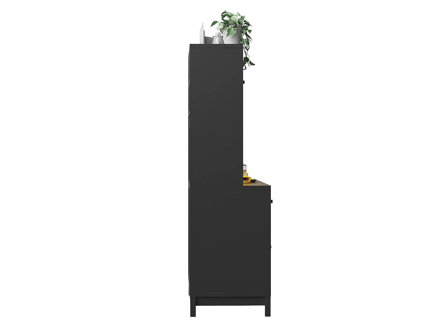 Keukendressoir 140 x 40 x 180 cm met LED-verlichting, 6 deuren en 4 lades - Zwart