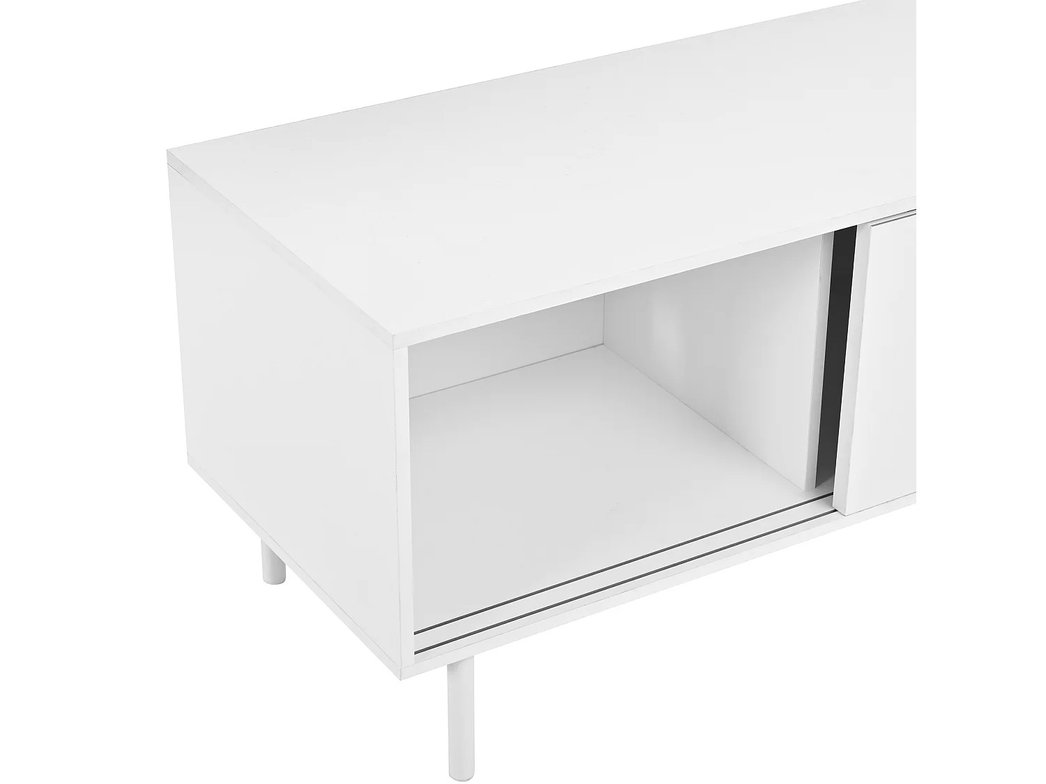 Meuble TV LED avec 3 portes coulissantes - MDF et verre - Blanc