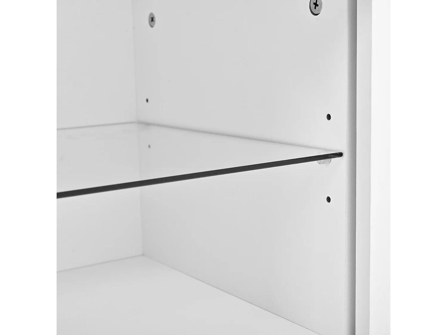 Meuble TV LED avec 3 portes coulissantes - MDF et verre - Blanc
