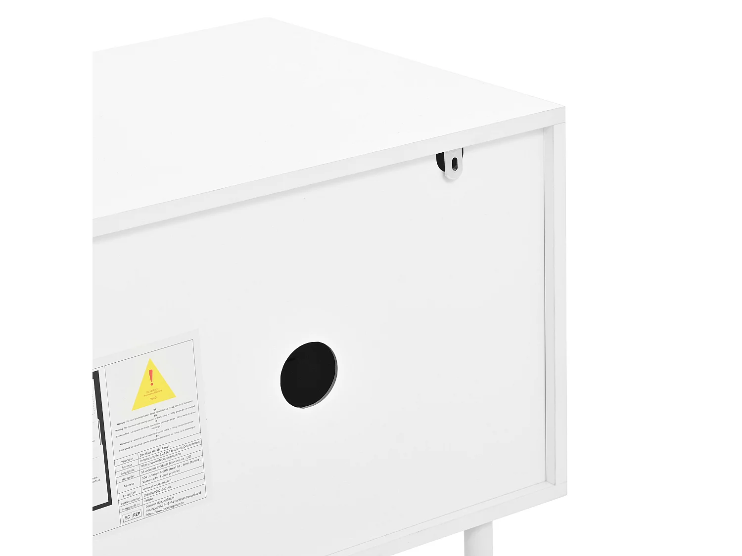 Meuble TV LED avec 3 portes coulissantes - MDF et verre - Blanc