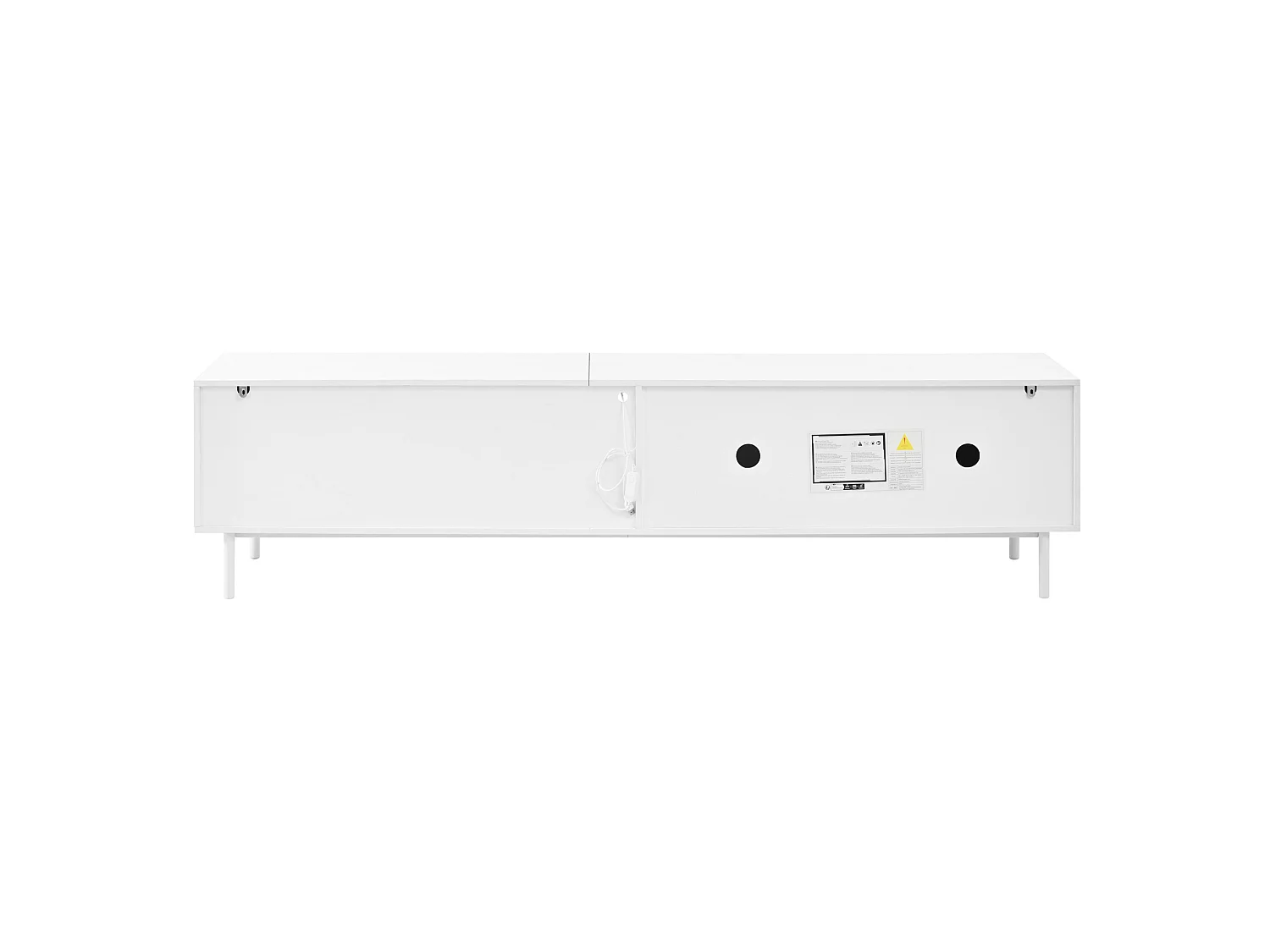 Meuble TV LED avec 3 portes coulissantes - MDF et verre - Blanc