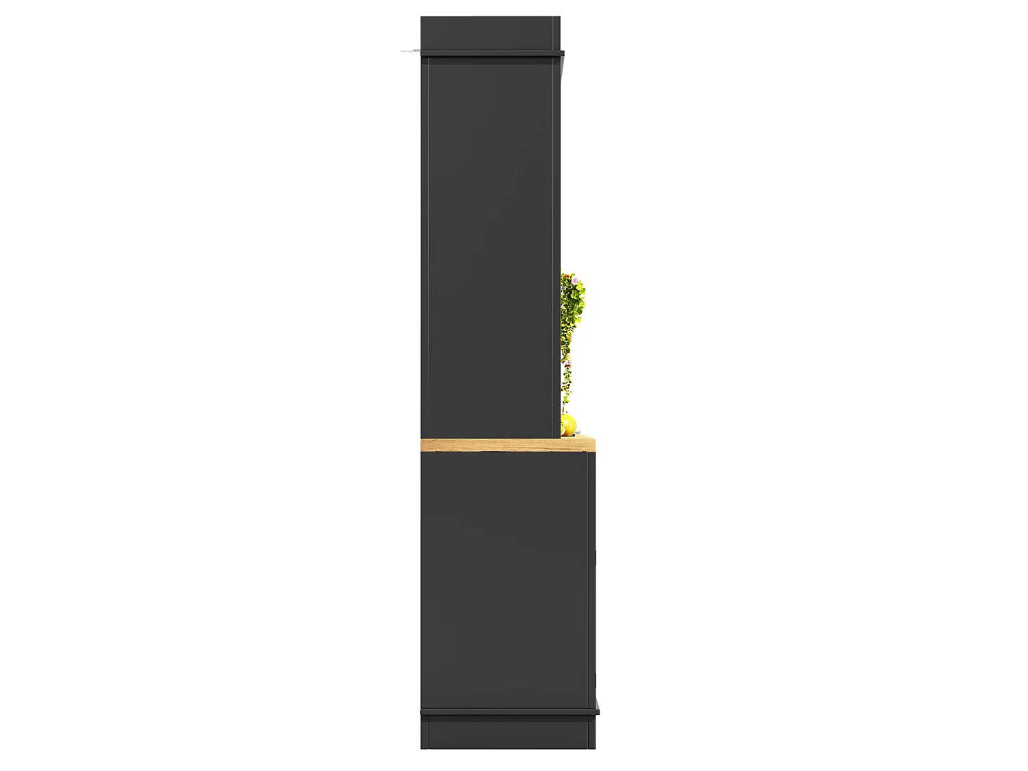 Lot de 2 buffets de cuisine noir avec LED, crochets et portes
