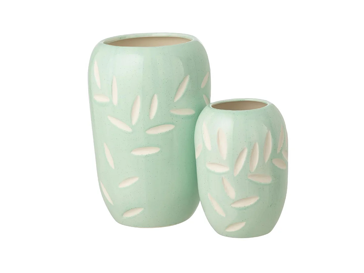 Vase Feuilles en Porcelaine "Foglia" 20cm Bleu Clair