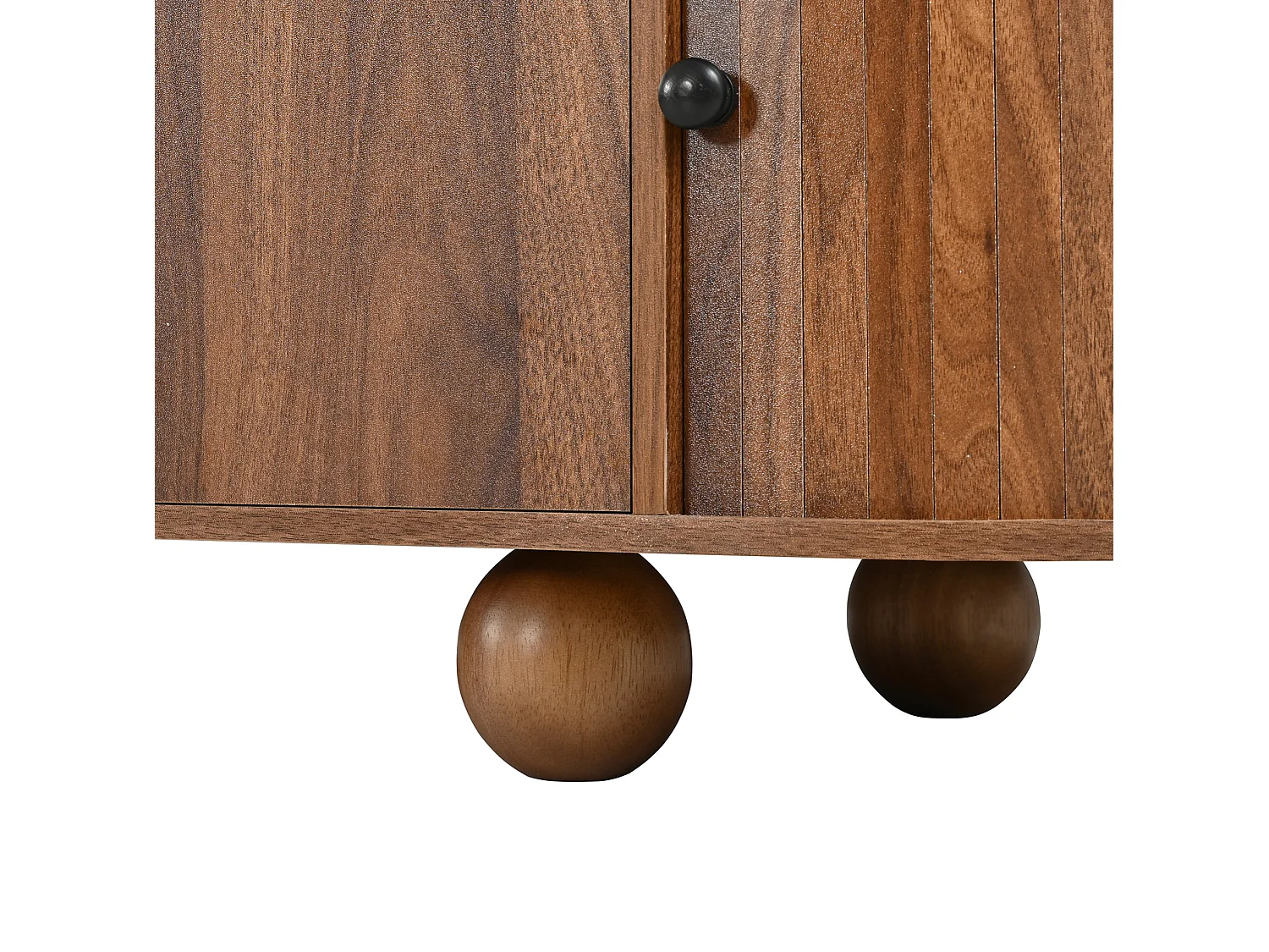 Ovale tv-standaard van 180 cm met ledverlichting, 4 deuren en 2 schuifdeuren - Bruin