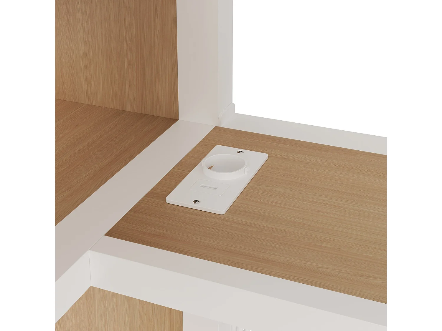 Metalen hoogslaper 140 x 200 cm met USB-poort, bureau en open kledingkast - Wit