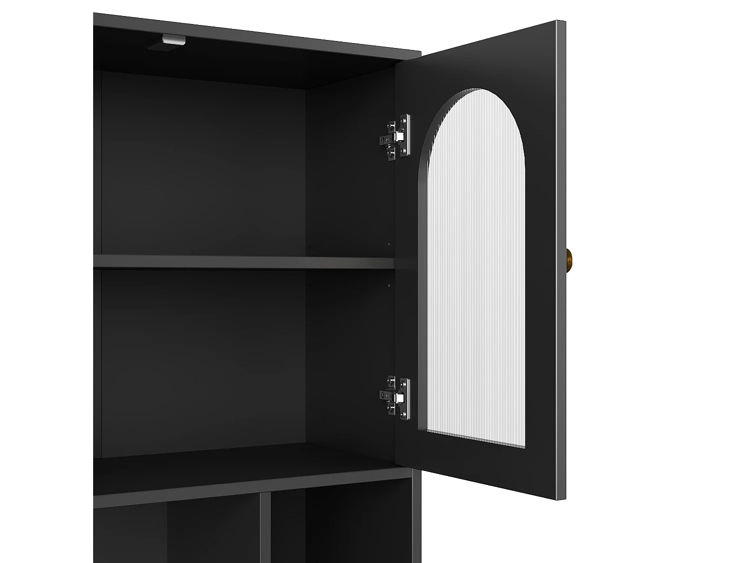 Balcão de cozinha com portas em acrílico, iluminação LED e 3 gavetas – Preto