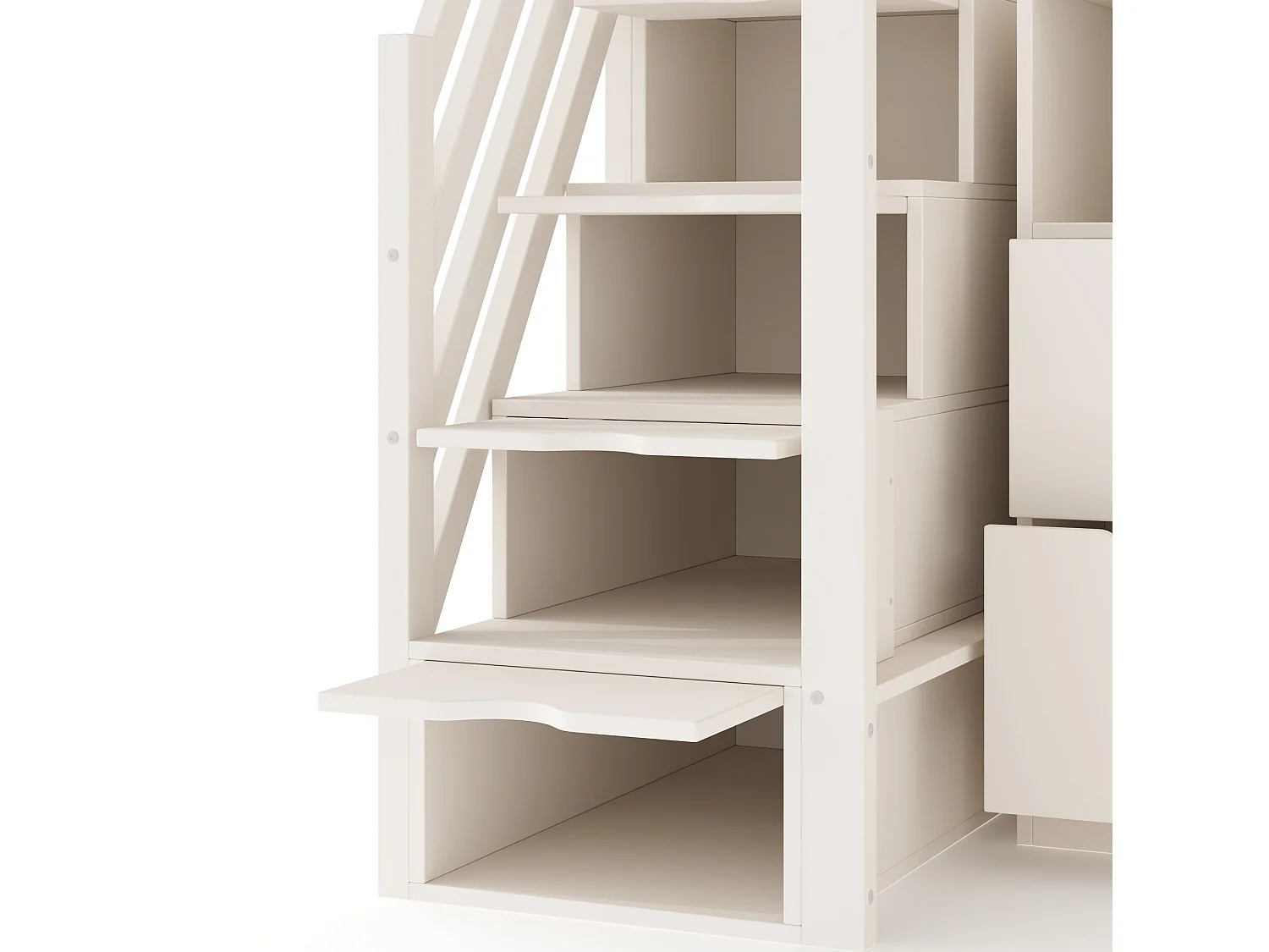 Lit mezzanine enfant 90x200 cm avec bureau d'angle et rangements - Blanc