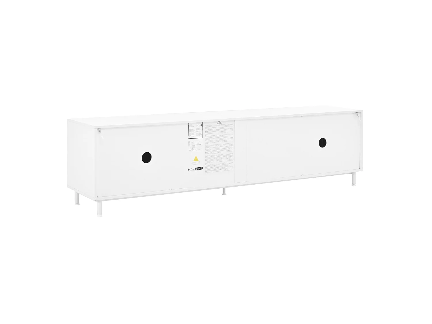 Meuble TV blanc 180x40x48 cm avec 4 portes et 2 tiroirs - Bois en MDF et PB