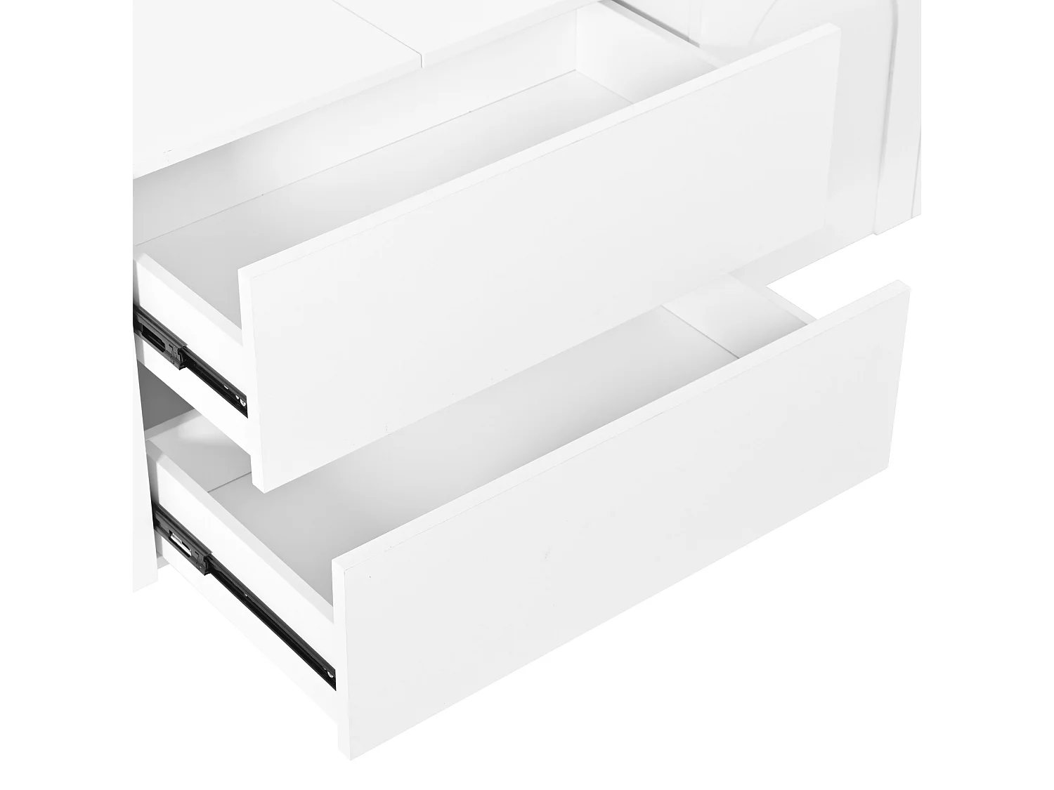 Meuble TV blanc 180x40x48 cm avec 4 portes et 2 tiroirs - Bois en MDF et PB