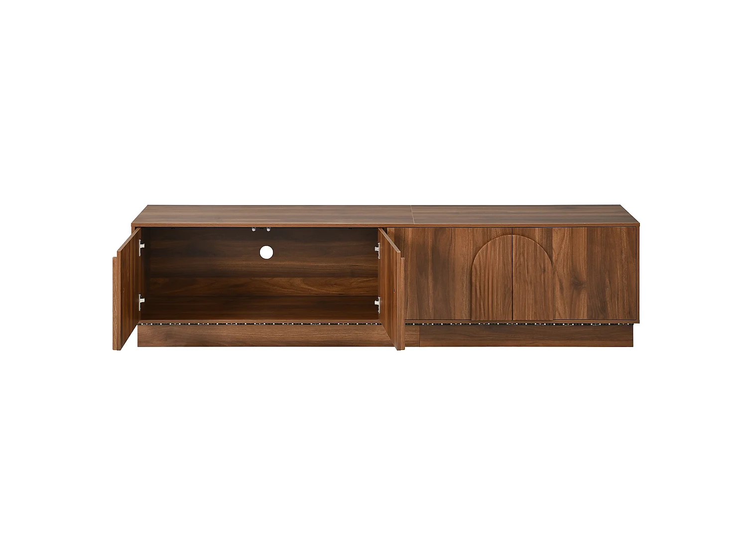 Tv-standaard met 4 deuren, ledverlichting en kabelmanagement - Bruin 180 x 40 x 44,5 cm