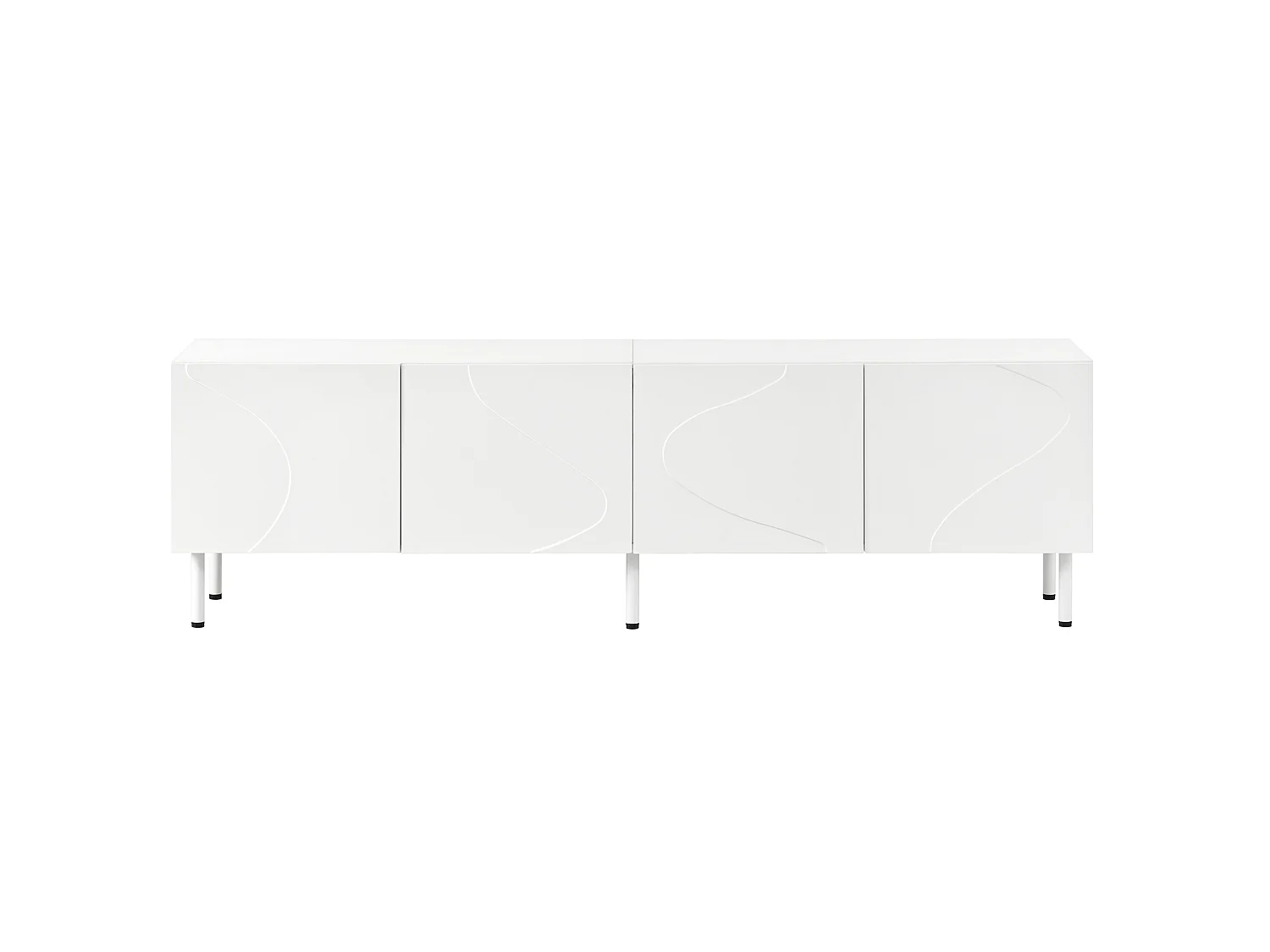 Gebogen tv-meubel met 4 deuren - Wit 170 x 35 x 50 cm