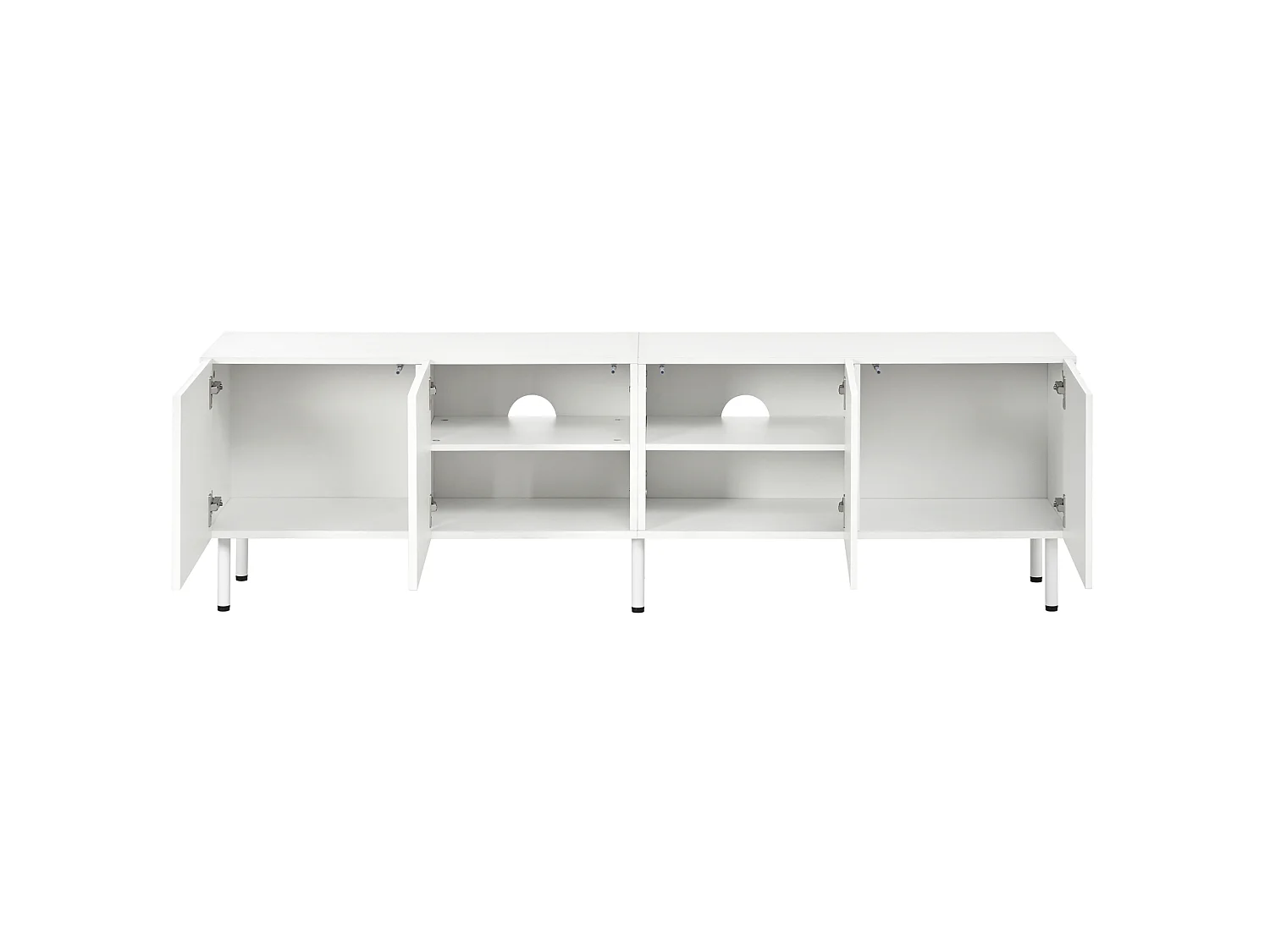 Gebogen tv-meubel met 4 deuren - Wit 170 x 35 x 50 cm