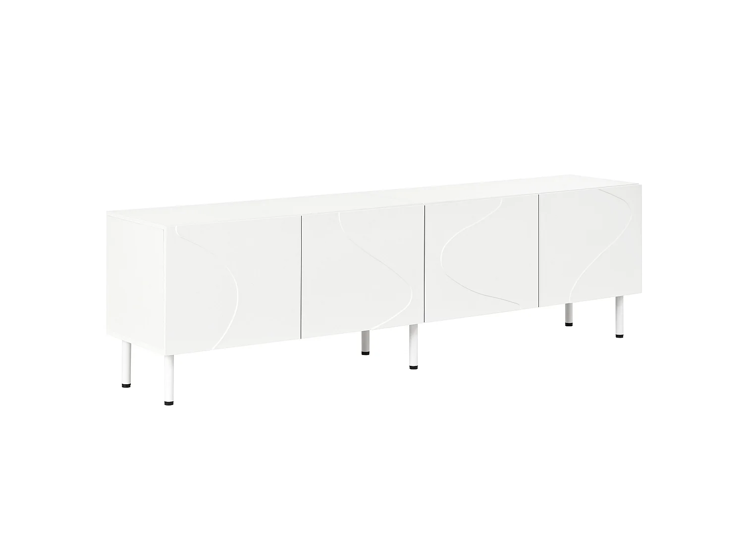 Gebogen tv-meubel met 4 deuren - Wit 170 x 35 x 50 cm