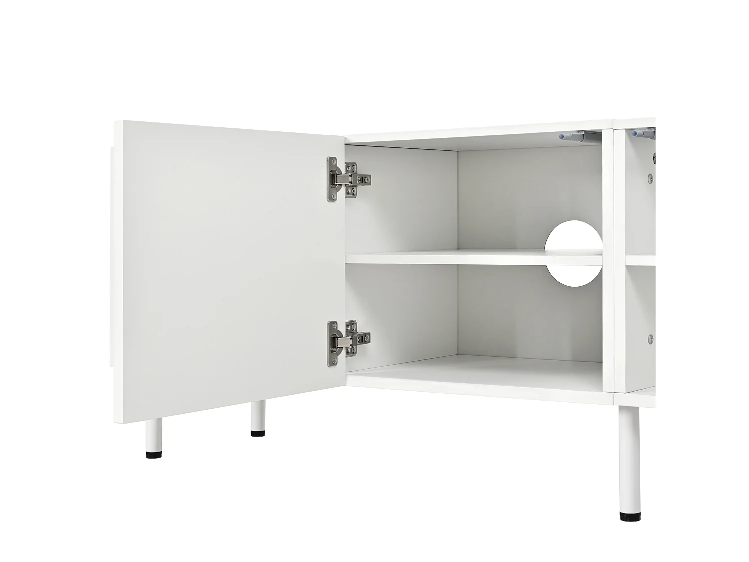 Gebogen tv-meubel met 4 deuren - Wit 170 x 35 x 50 cm