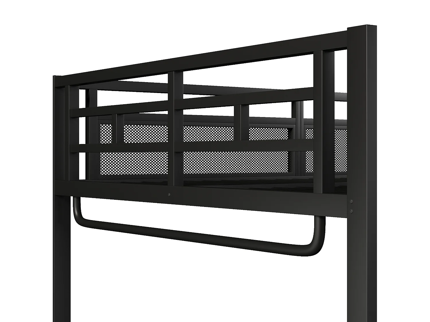 Letto a soppalco per adulti 140x200 cm con scrivania, porta USB e 2 cassetti - Metallo nero