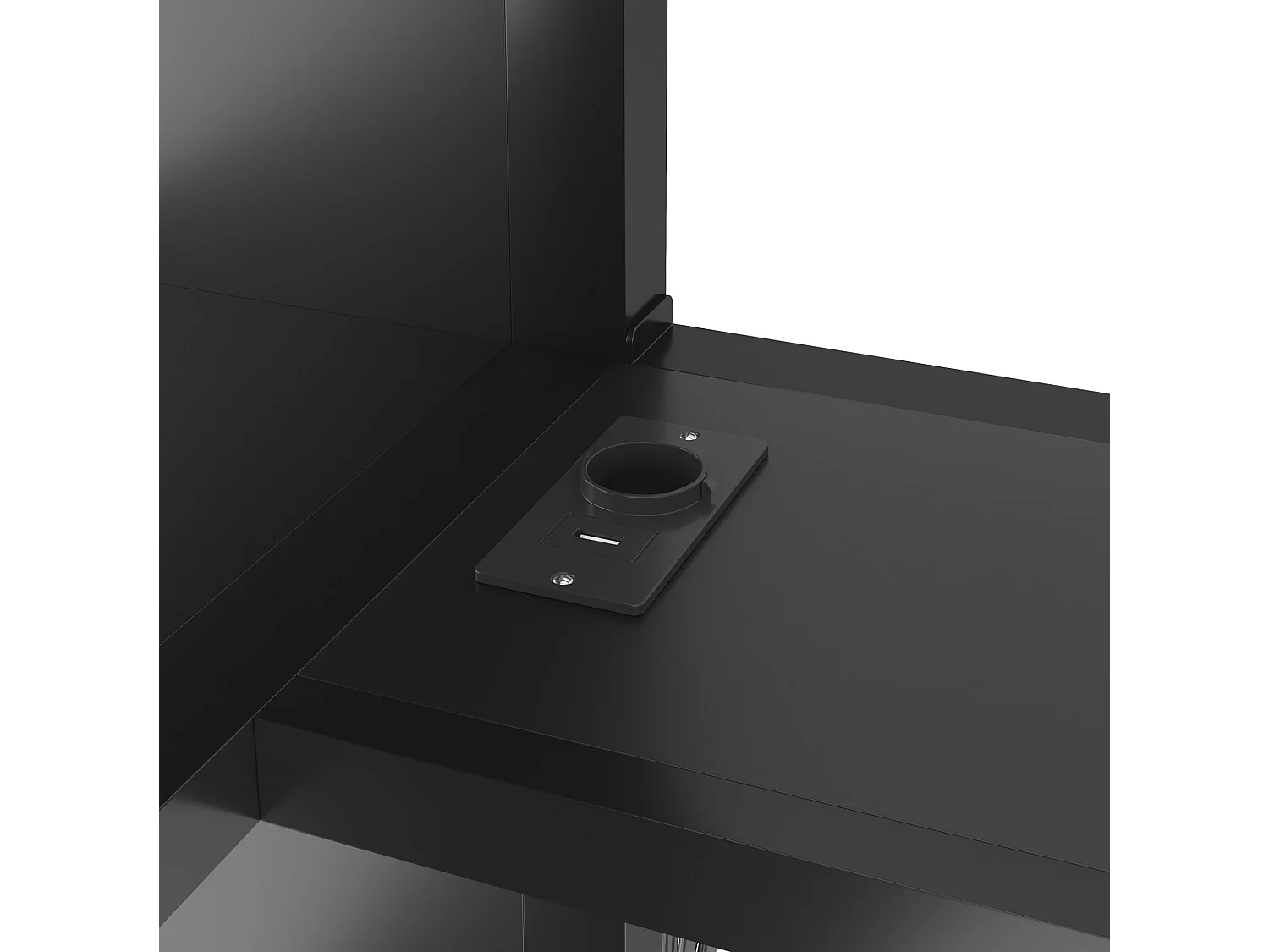 Lit mezzanine en métal 140 x 200 cm avec port USB, bureau et penderie ouverte - Noir