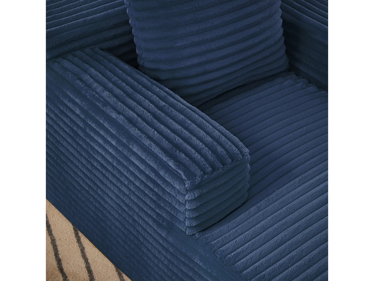 Méridienne en velours côtelé pour salon - Sans montage - Bleu
