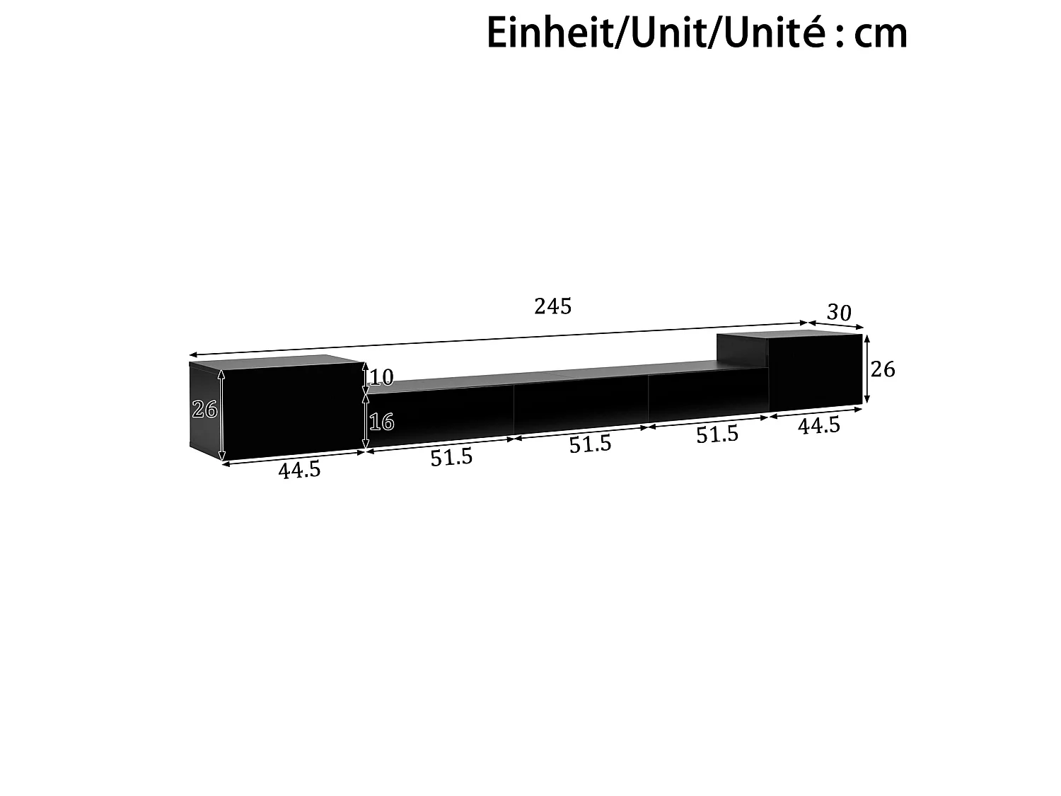 Mobile TV sospeso con ante laccate e LED - Nero