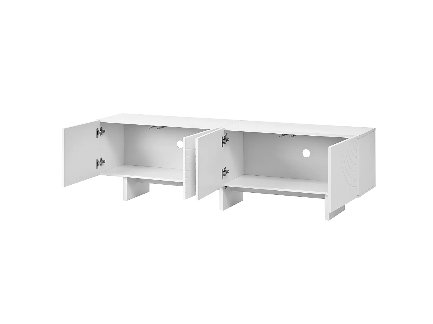 Tv-meubel met 4 deuren met reliëf - Wit