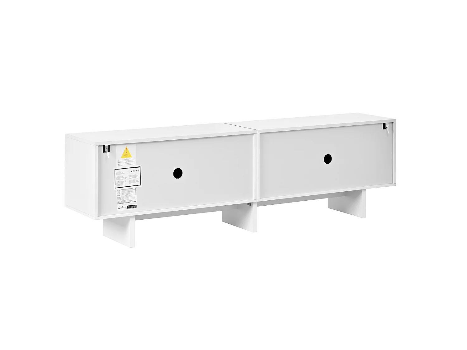 Tv-meubel met 4 deuren met reliëf - Wit