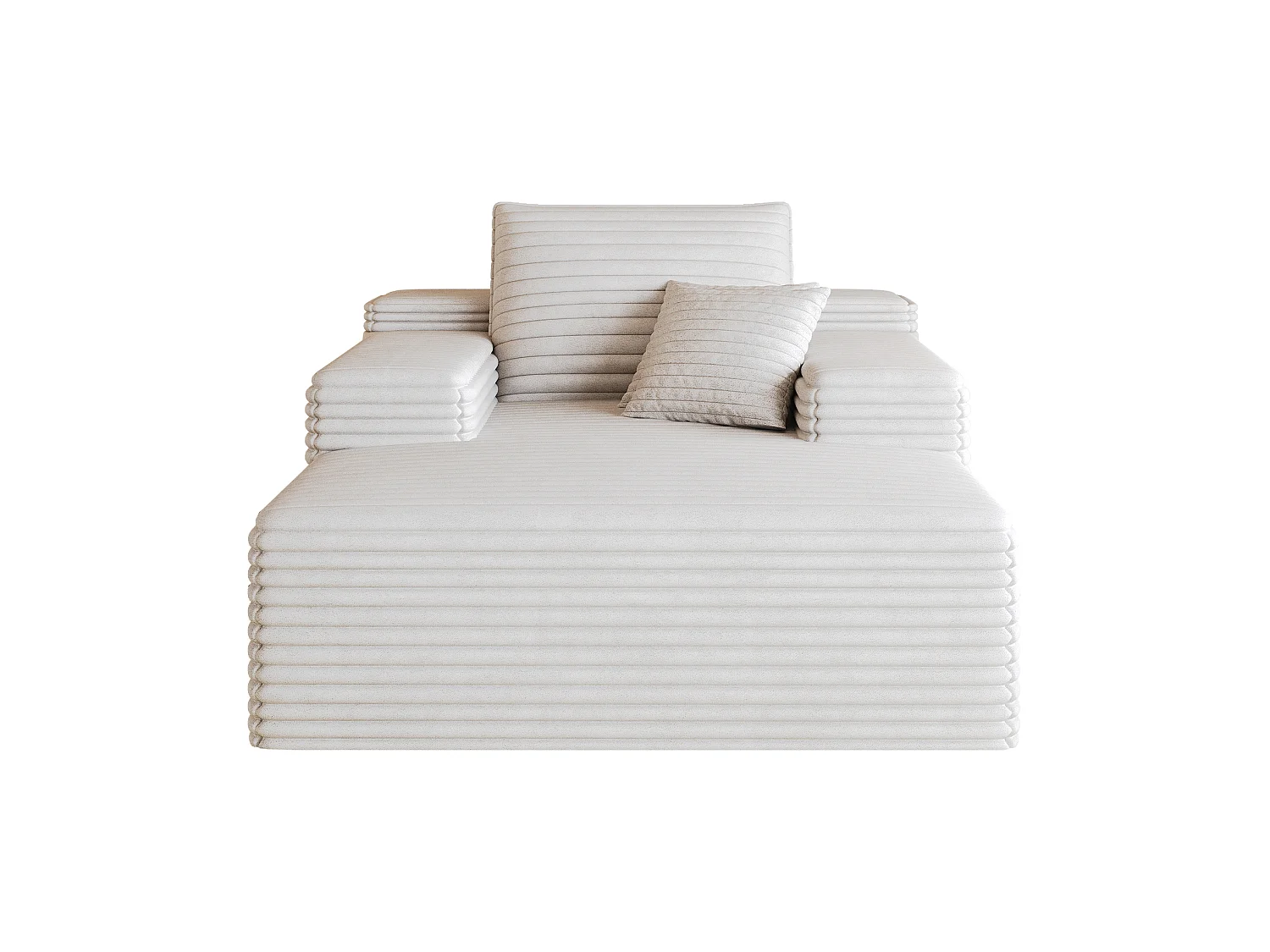 Méridienne simple en velours côtelé blanc - Sans montage