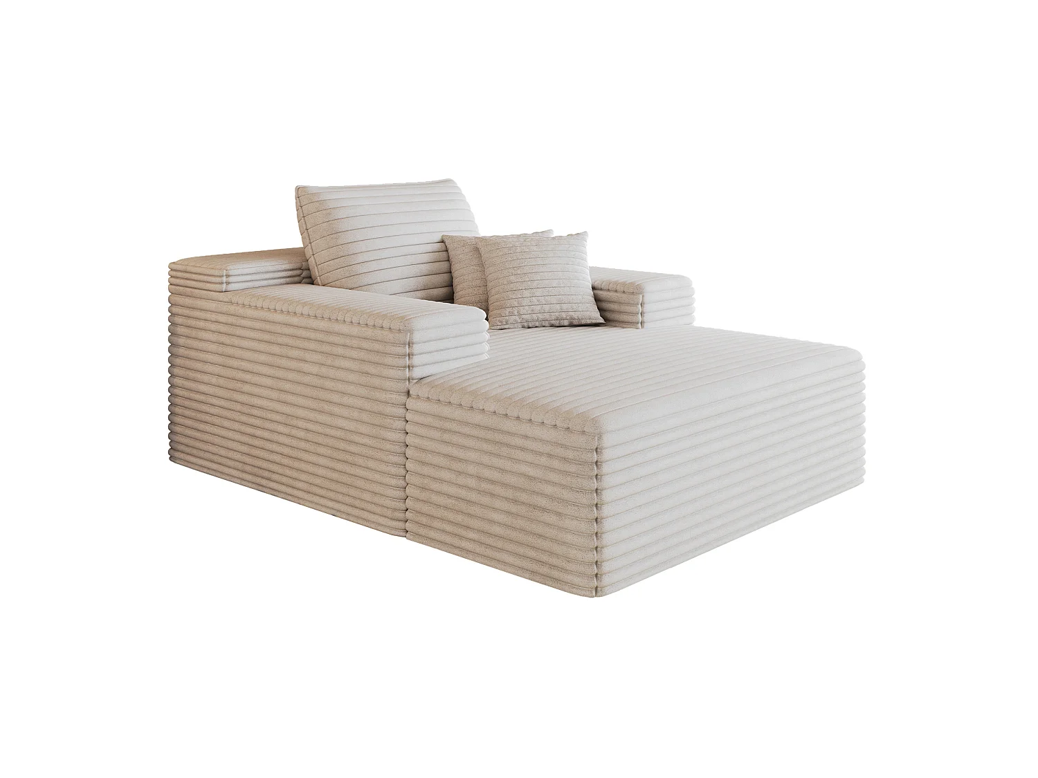 Méridienne simple en velours côtelé blanc - Sans montage