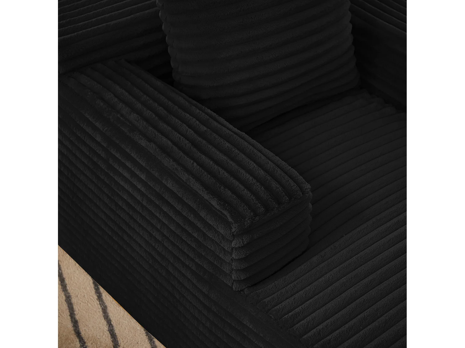 Tumbona de pana y terciopelo para salón - No requiere montaje - Negro