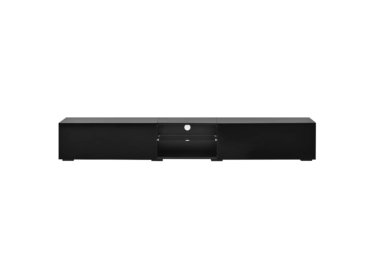 Tv-meubel met 2 gelakte deuren en ledverlichting - Zwart 200 x 30 x 30 cm