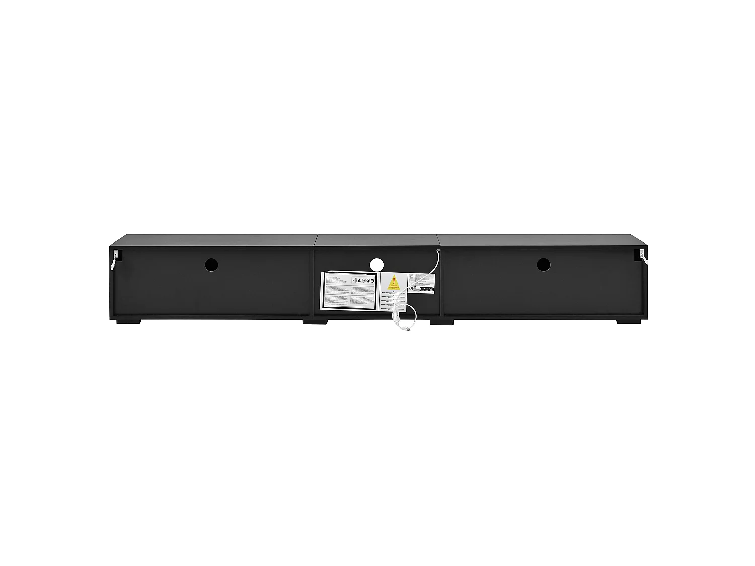 Tv-meubel met 2 gelakte deuren en ledverlichting - Zwart 200 x 30 x 30 cm