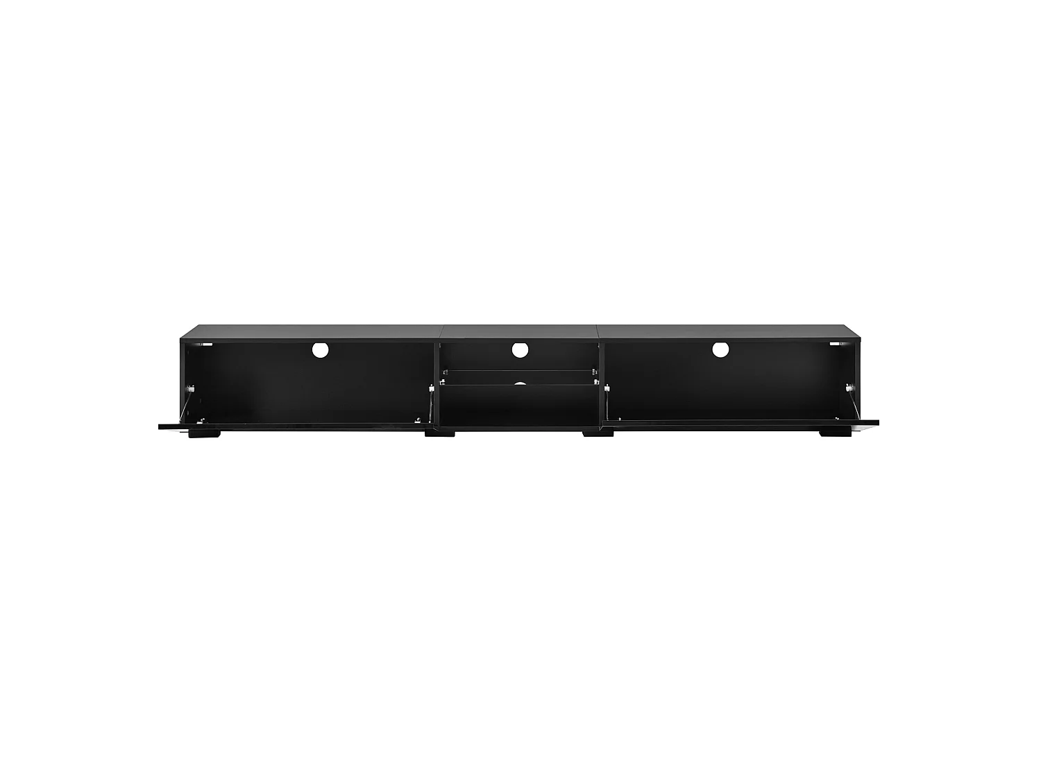 Tv-meubel met 2 gelakte deuren en ledverlichting - Zwart 200 x 30 x 30 cm