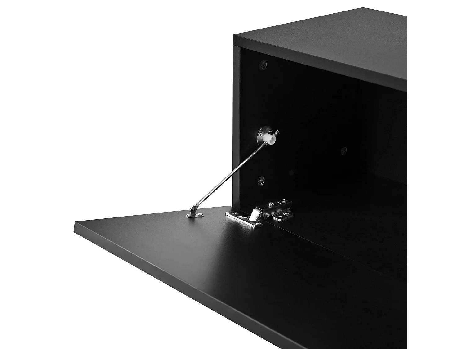 Tv-meubel met 2 gelakte deuren en ledverlichting - Zwart 200 x 30 x 30 cm