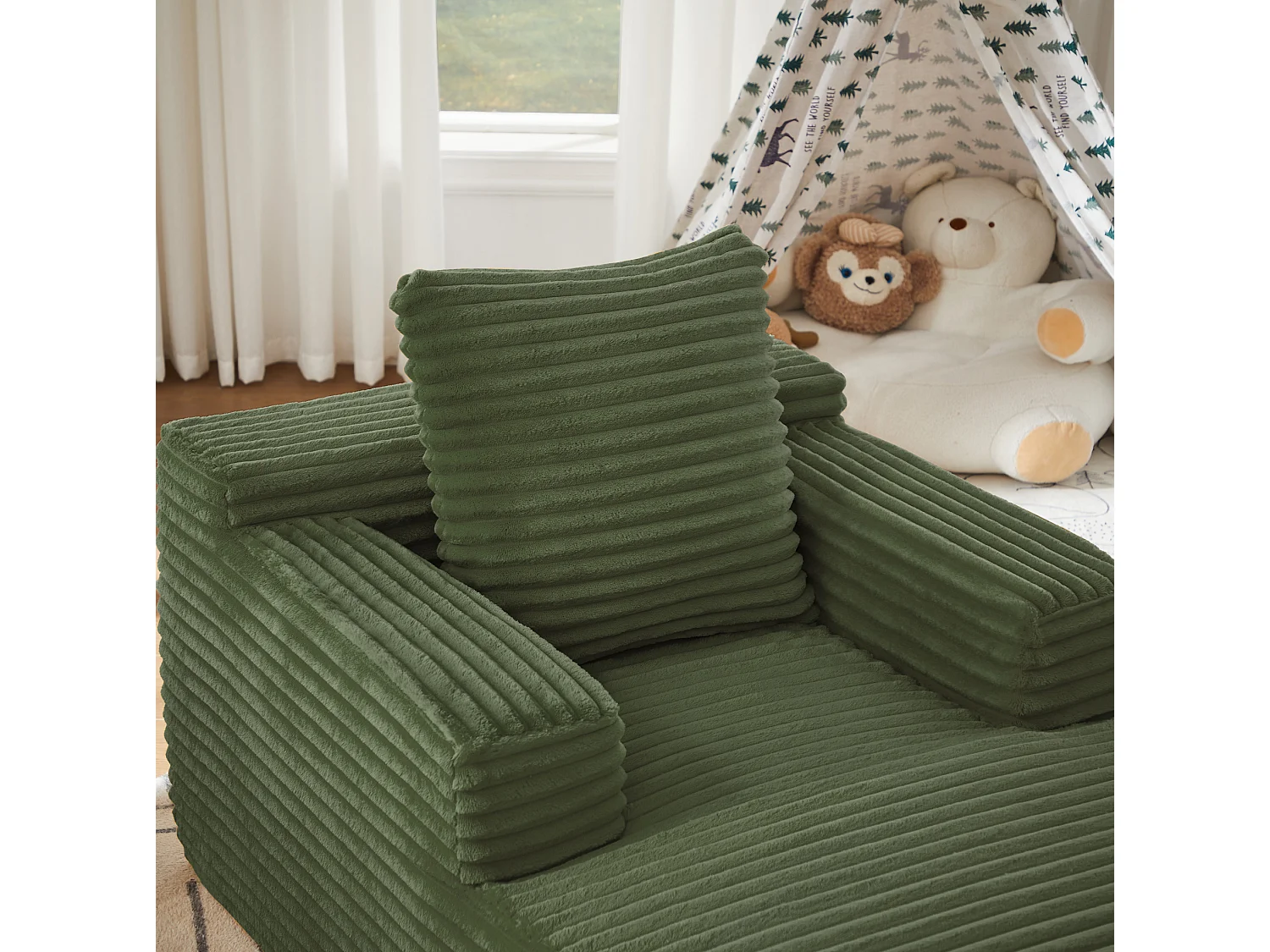 Tumbona de pana para salón - No requiere montaje - Verde