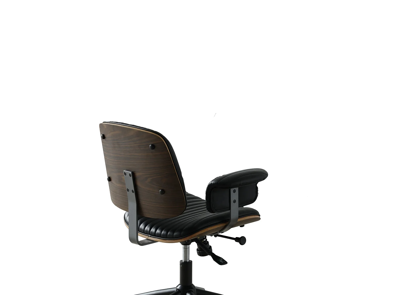 Silla de oficina giratoria de piel sintética con ruedas y altura regulable - Negra