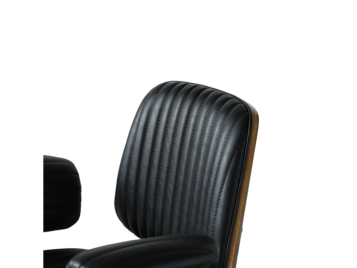 Silla de oficina giratoria de piel sintética con ruedas y altura regulable - Negra