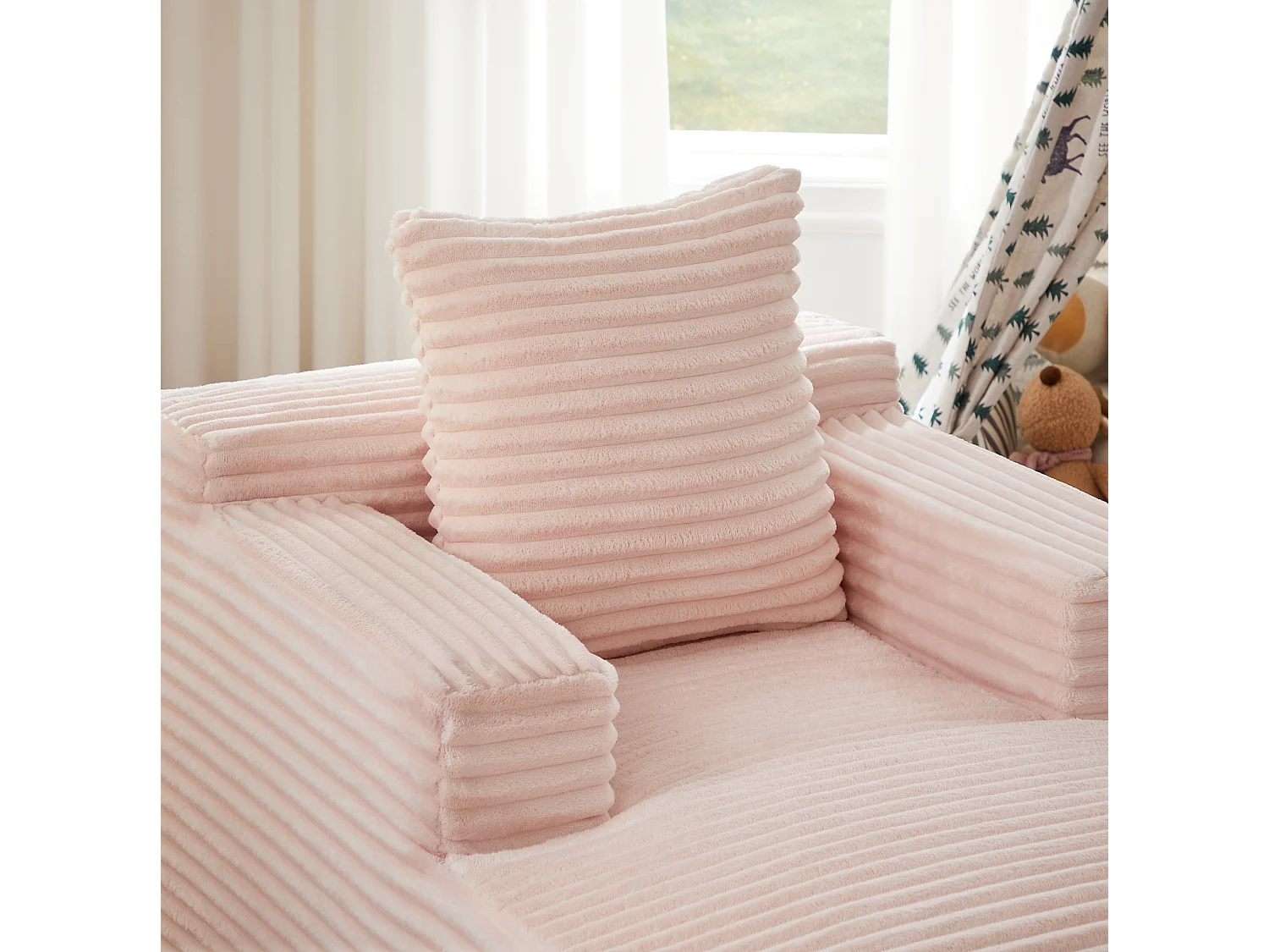 Méridienne en velours côtelé pour salon - Sans montage - Rose