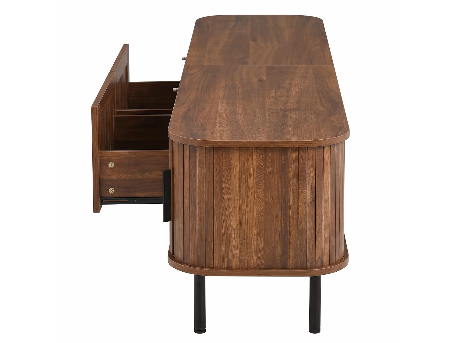 Mueble para TV con 2 cajones y 2 puertas correderas - Marrón
