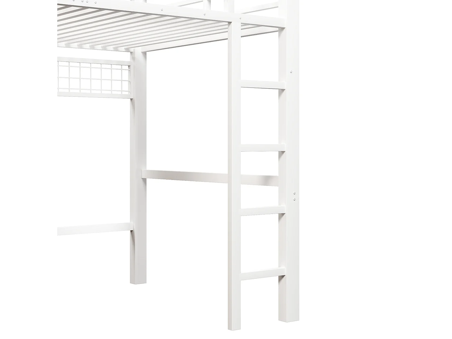 Letto a soppalco per adulti 140x200 cm in metallo con 8 cassetti e illuminazione a LED - Bianco