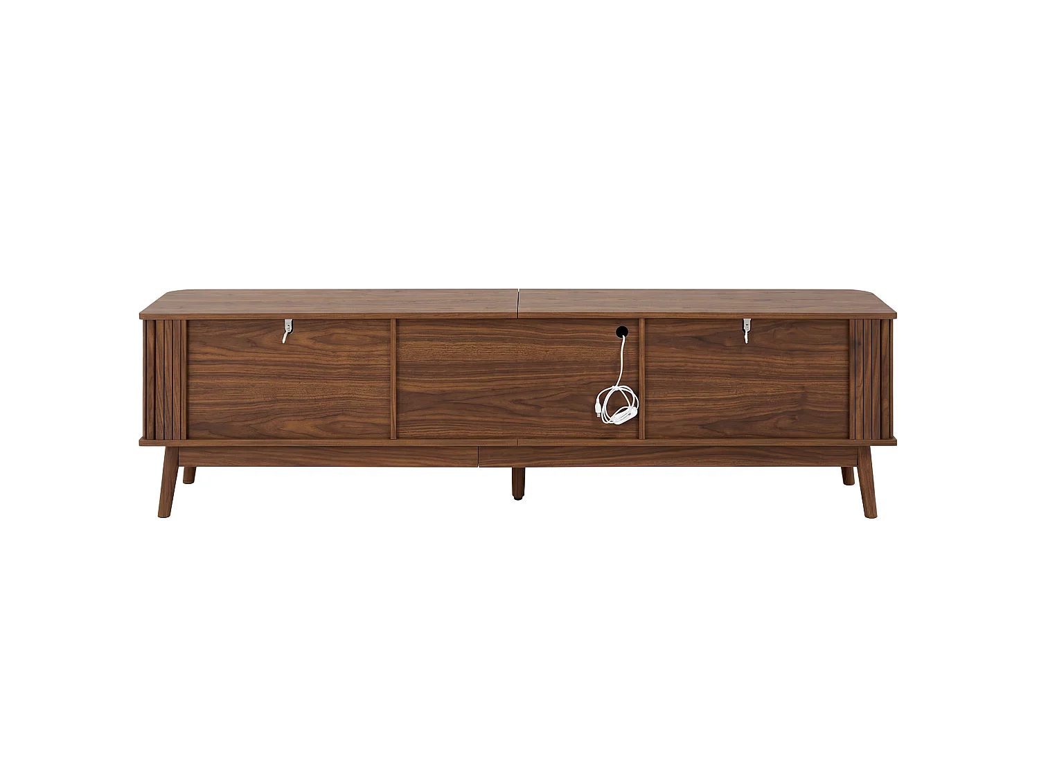 Meuble TV avec 4 tiroirs, 2 portes en verre et LED - Marron 180 x 40 x 50 cm