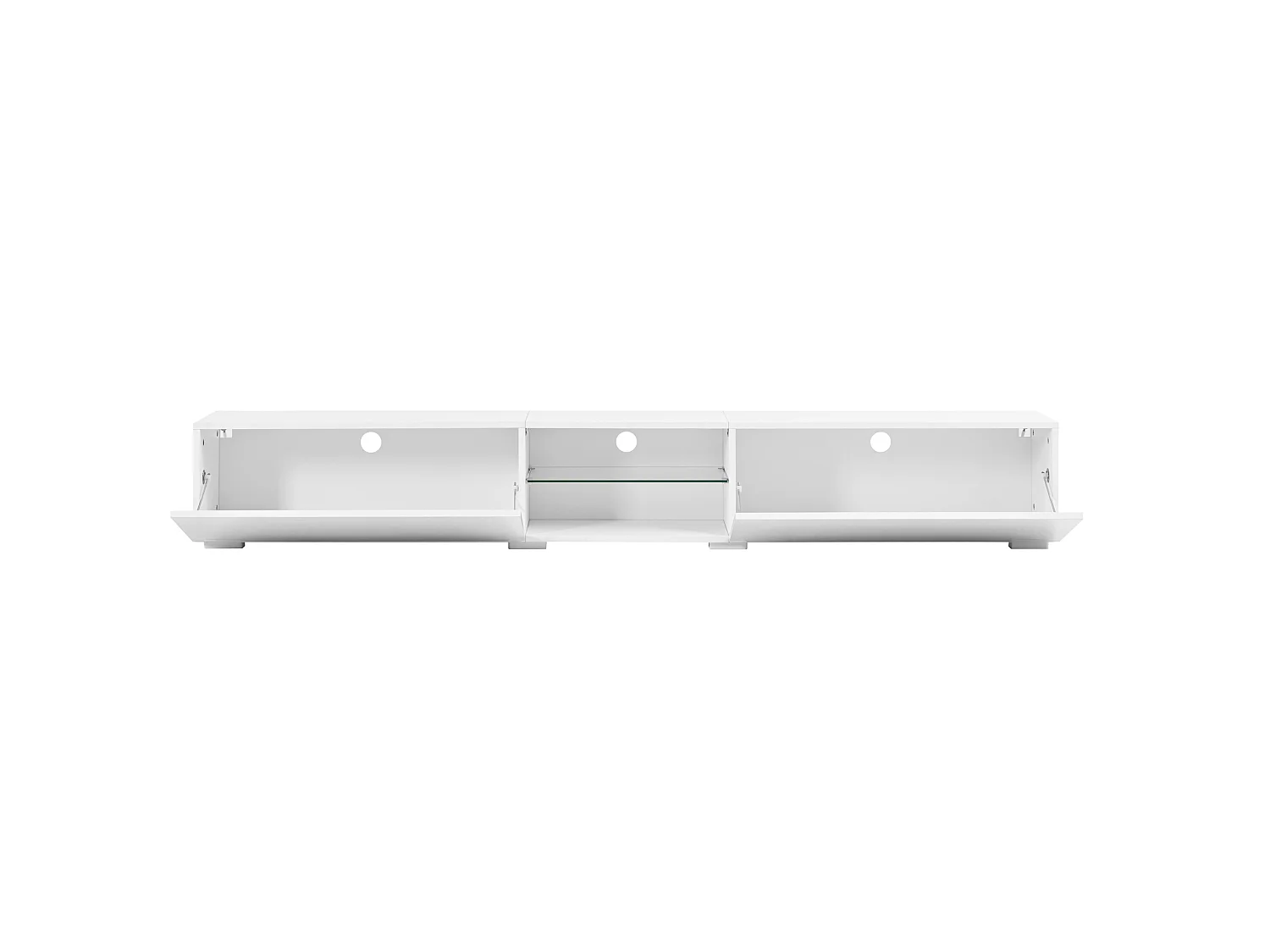Mobile TV con 2 ante laccate e LED - Bianco 200 x 30 x 30 cm