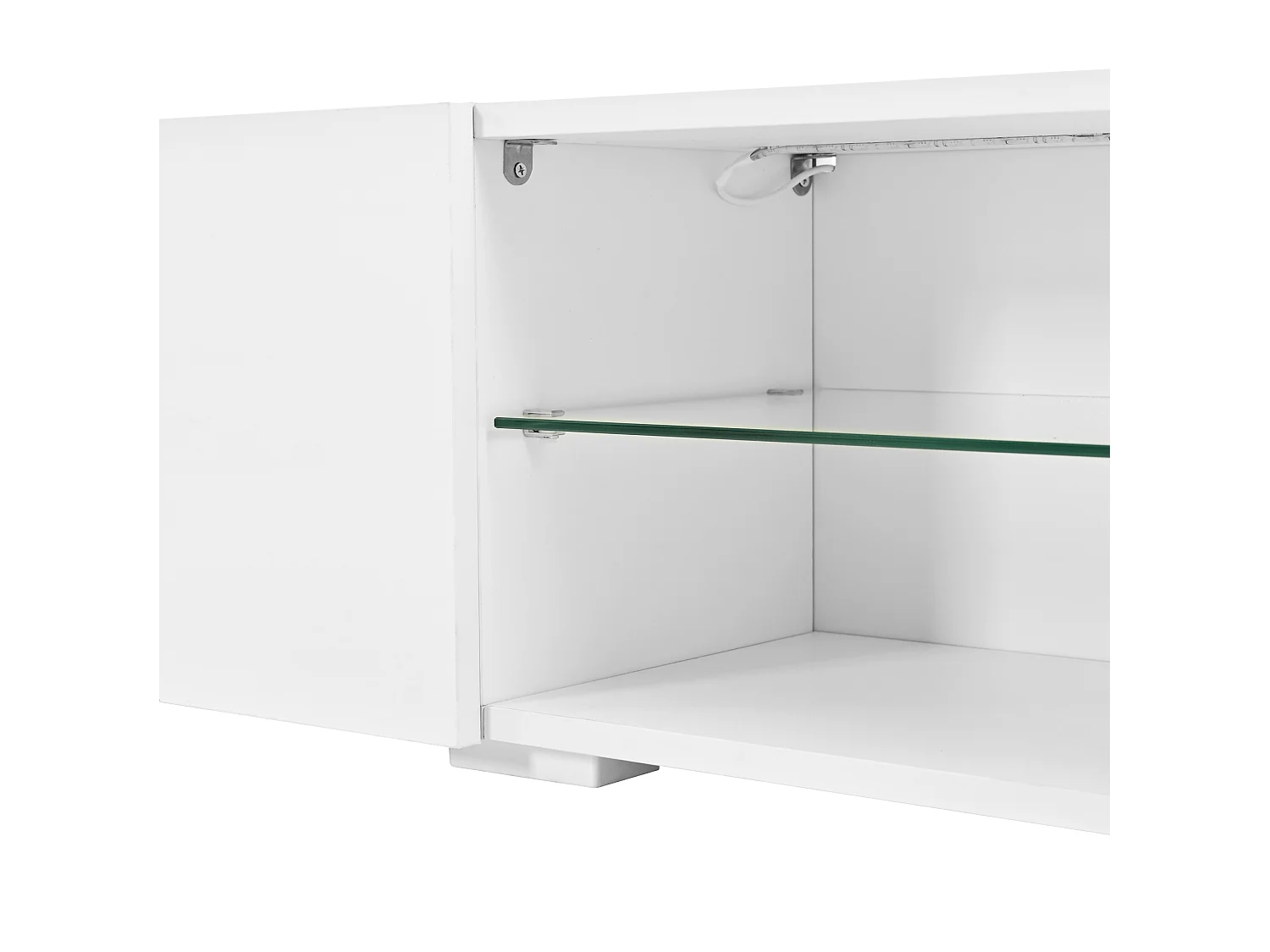 Mobile TV con 2 ante laccate e LED - Bianco 200 x 30 x 30 cm